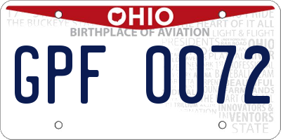 OH license plate GPF0072