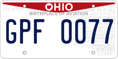 OH license plate GPF0077