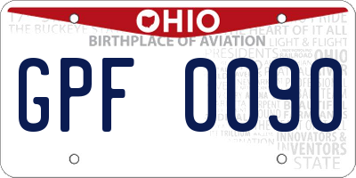 OH license plate GPF0090