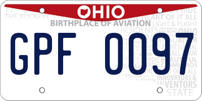 OH license plate GPF0097
