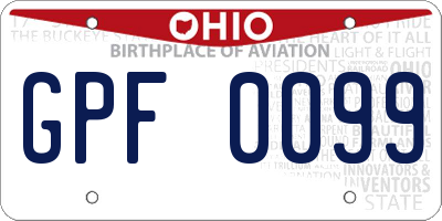 OH license plate GPF0099