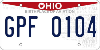 OH license plate GPF0104