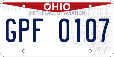 OH license plate GPF0107