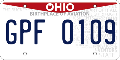 OH license plate GPF0109