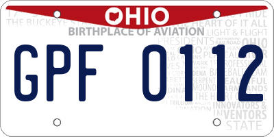 OH license plate GPF0112