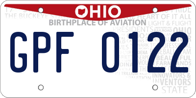 OH license plate GPF0122