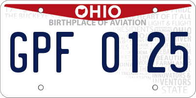 OH license plate GPF0125