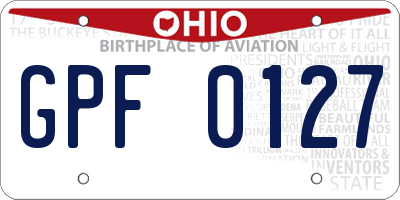 OH license plate GPF0127