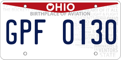 OH license plate GPF0130