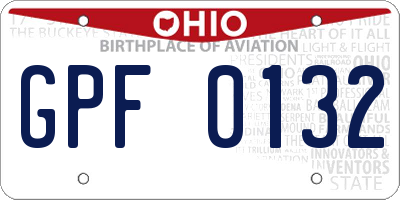 OH license plate GPF0132
