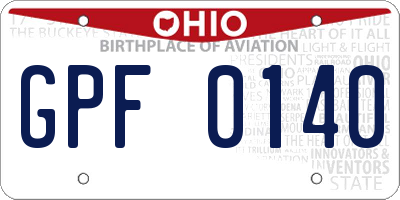 OH license plate GPF0140