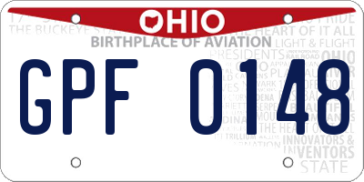 OH license plate GPF0148