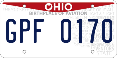 OH license plate GPF0170