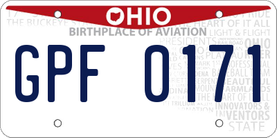 OH license plate GPF0171