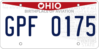 OH license plate GPF0175