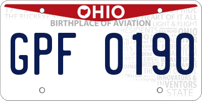 OH license plate GPF0190