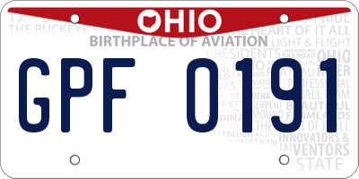 OH license plate GPF0191