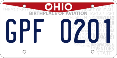 OH license plate GPF0201