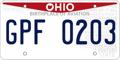 OH license plate GPF0203