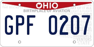 OH license plate GPF0207
