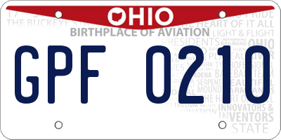 OH license plate GPF0210