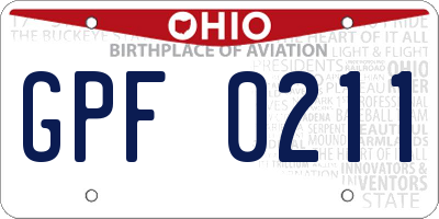 OH license plate GPF0211