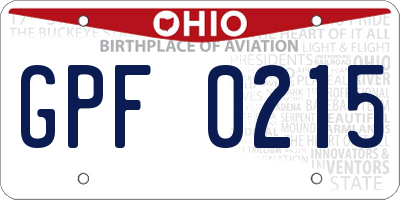 OH license plate GPF0215