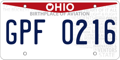 OH license plate GPF0216