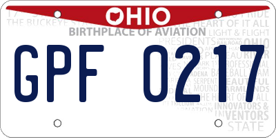 OH license plate GPF0217