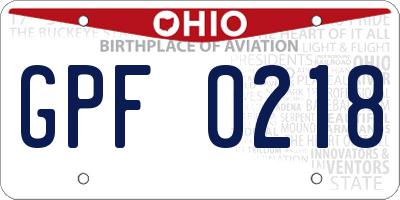 OH license plate GPF0218