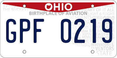 OH license plate GPF0219