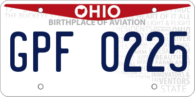 OH license plate GPF0225