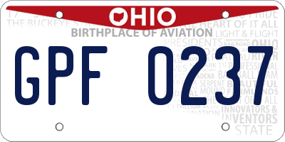 OH license plate GPF0237