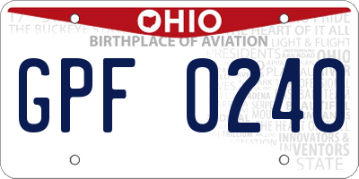 OH license plate GPF0240