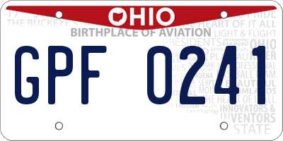 OH license plate GPF0241