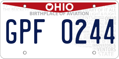 OH license plate GPF0244