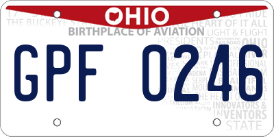 OH license plate GPF0246