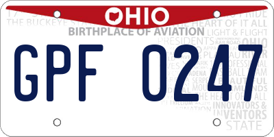 OH license plate GPF0247