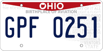 OH license plate GPF0251
