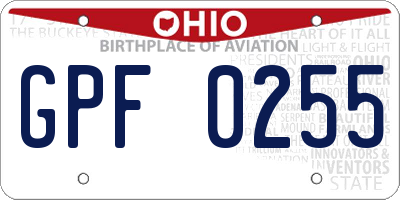 OH license plate GPF0255