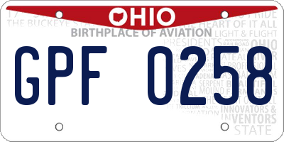OH license plate GPF0258