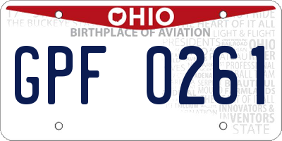 OH license plate GPF0261