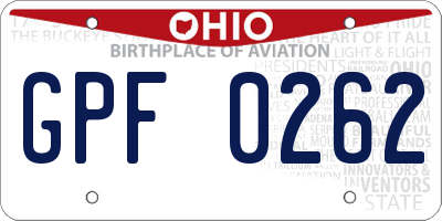 OH license plate GPF0262