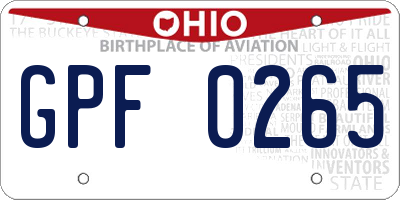 OH license plate GPF0265