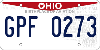 OH license plate GPF0273