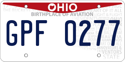 OH license plate GPF0277