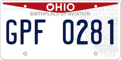 OH license plate GPF0281
