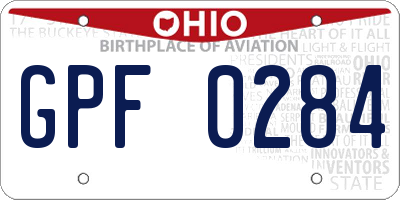 OH license plate GPF0284