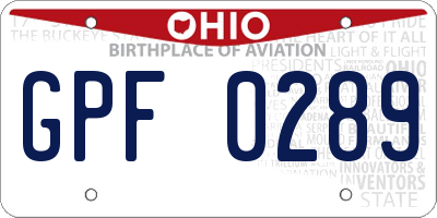 OH license plate GPF0289