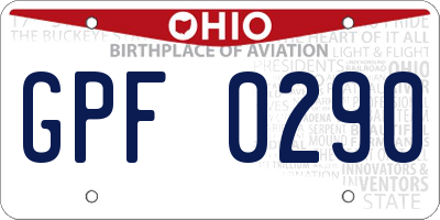OH license plate GPF0290
